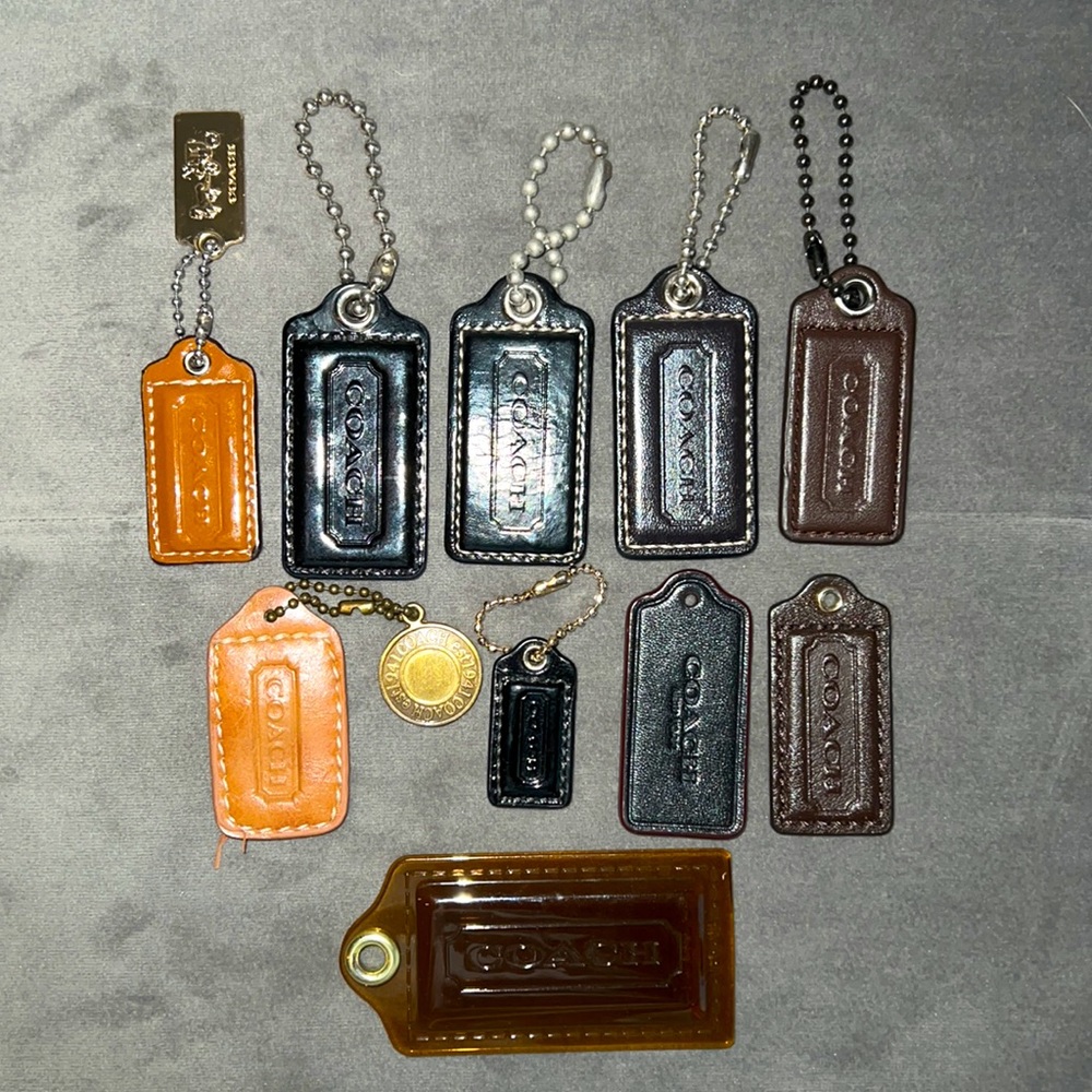 Mixed Coach charms/tags lot brown black